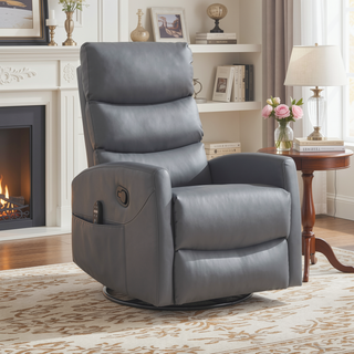Sunvega Fabric Heat Massage Manual Recliner Chair with Rocker and Swivel for Living Room