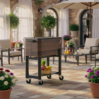 Sunvega Rolling Patio Cooler with Locking Wheels and 60 Quart Capacity