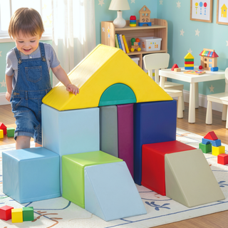 Sunvega 11-Piece Soft Foam Climbing Blocks Playset for Toddlers Aged 1-3 Years