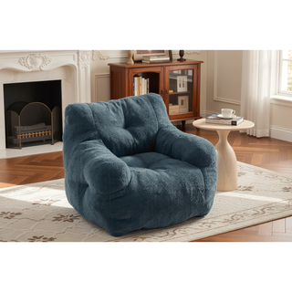 Sunvega Soft Teddy Velvet Fabric Tufted Bean Bag Chair with Ergonomic Backrest