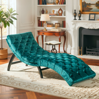Sunvega Elegant Tufted Velvet Chaise Lounge for One-Person Relaxation