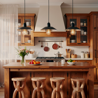 Sunvega Industrial Black Metal Cage Pendant Light with Adjustable Height for Kitchen