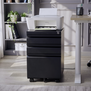 Sunvega 3-Drawer Mobile Metal Filing Cabinet with Lock for Legal Letter Size