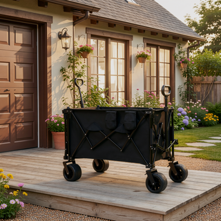 Sunvega Foldable Wagon Cart with Extended Tailgate Large All-Terrain Wheels 480LBS