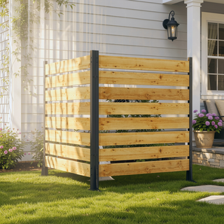 Sunvega Cedar Wood Privacy Screen Panel with Sturdy Aluminum Frame for Outdoor
