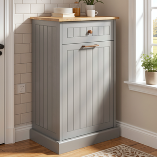 Sunvega Multifunctional Tilt Out Trash Bin Cabinet With Drawer For Kitchen And Laundry