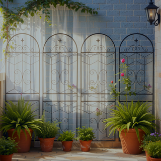 Sunvega 4 Pack 86.7" x 19.7" Metal Trellis for Climbing Plants Outdoor Rustproof
