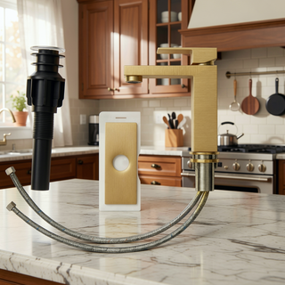 Sunvega Single Hole Bathroom Faucet with Ceramic Cartridge in Brushed Gold