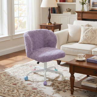 Sunvega Plush Faux Alpaca Fabric Double Cushion Wide 26.4 Inch Office Chair