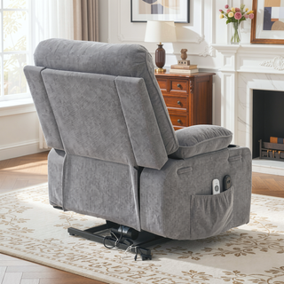 Sunvega Black PU Remote-Controlled Heating and Massage Assistive Recliner for Seniors