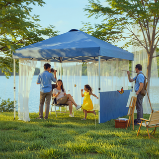 Sunvega Pop Up Canopy Tent with Two Half Sidewalls and Wheeled Carry Bag