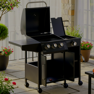 Sunvega 2 Burner Portable Gas BBQ Grill with Lid Thermometer and Foldable Legs