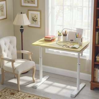 Sunvega Height Adjustable Hand Crank Sit Stand Home Office Desk for Study Room