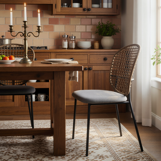 Sunvega Mid-century Dining Table for 4-6 People With Round MDF Top