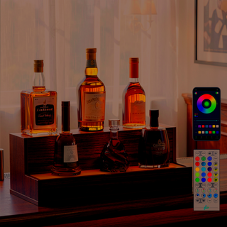 Sunvega 24 Inch Freestanding LED Lighted Liquor Bottle Display Shelf with App Remote Control