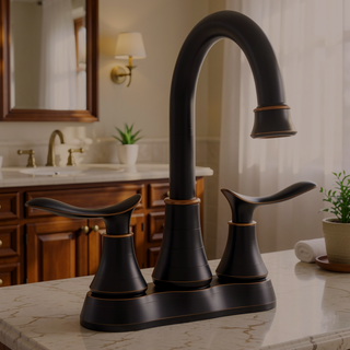 Sunvega Oil Rubbed Bronze 2-Handle Bathroom Faucet with Pop-up Drain
