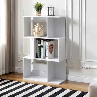 Sunvega Three-Tier Minimalist Shelving Unit with Grid Pattern for Home Storage