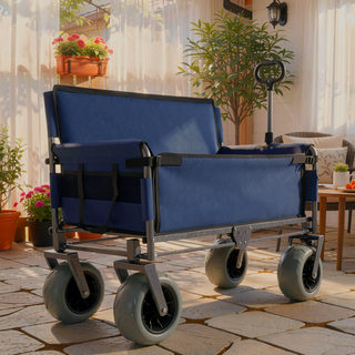 Sunvega 3-in-1 Heavy-Duty Folding Wagon Cart with Bench Seat and Storage
