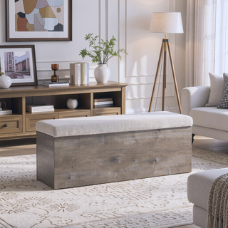 Sunvega Upholstered Wingback Bed with 54 Inch High Headboard in Textured Ivory Canvas Chenille