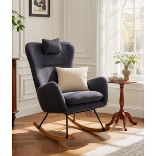 Sunvega Soft and Thick Upholstered Nursery Rocking Chair with High Backrest