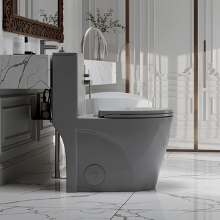 Sunvega Modern Fan-Shaped Design One-Piece Toilet with Dual Flush and Soft Close Seat
