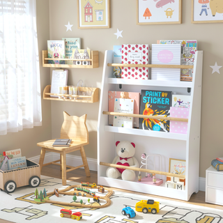 Sunvega 3 Tier Kids Book Rack for Bedroom, Playroom, and Classroom Organization