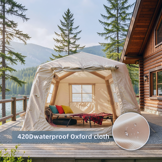 Sunvega 420D Oxford Inflatable Tent with Awning for Family Camping 4/6/8 Person