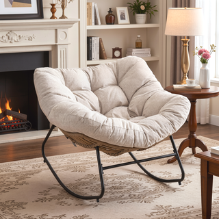 Sunvega Wicker Papasan Lounge Rocking Chair for Indoor and Outdoor Relaxation