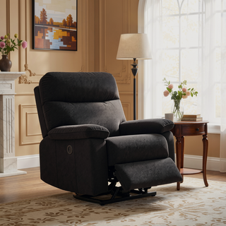 Sunvega Black PU Remote-Controlled Heating and Massage Assistive Recliner for Seniors