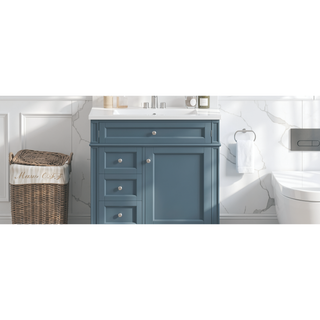 Sunvega Modern Minimalist 30'' Bathroom Vanity with Top Sink and Ample Storage