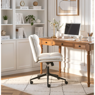 Sunvega Adjustable Swivel Criss-Cross Chair with Cushioned Wide Seat for Office