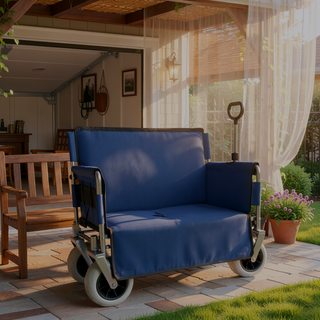 Sunvega 3-in-1 Heavy-Duty Folding Wagon Cart with Bench Seat and Storage