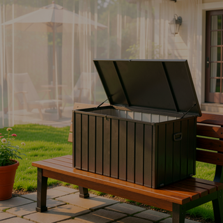 Sunvega 120 Gallon All-Weather Waterproof Lockable Outdoor Metal Storage Box with Wheels