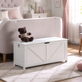 Sunvega Extra Long Rustic Brown Storage Chest with U Shaped Pull for Entryway