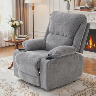 Sunvega Black PU Remote-Controlled Heating and Massage Assistive Recliner for Seniors
