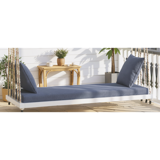 Sunvega Patio Wooden Swing Chair with Cushion and Pillows, Hanging Porch Bench for Garden and Backyard