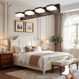 Sunvega Exclusive Original Design 4 Lights Bathroom Vanity Fixture in Matt Black