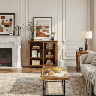 Sunvega Handcrafted Pine Wood Fireplace Mantel Shelf with Distinctive Wood Grain