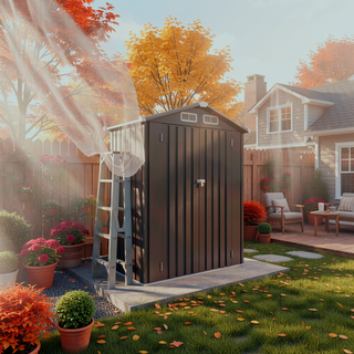 Sunvega 5X3 FT Metal Outdoor Storage Shed with Lockable Door for Garden and Patio