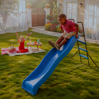 Sunvega Freestanding Kids Plastic Slide Indoor Playground Equipment Blue