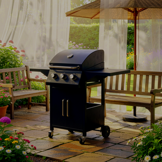 Sunvega 2 Burner Portable Gas BBQ Grill with Lid Thermometer and Foldable Legs