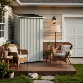 Sunvega Pent Roof Outdoor Storage Shed with Aluminum Alloy Frame and Sliding Door