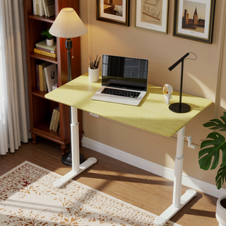 Sunvega Height Adjustable Hand Crank Sit Stand Home Office Desk for Study Room