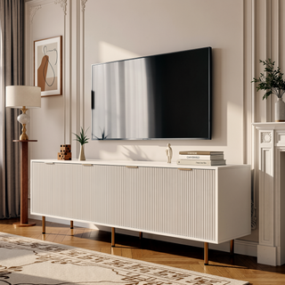 Sunvega Wall Mounted Floating 80 Inch TV Stand with LED Lights and Charging Station