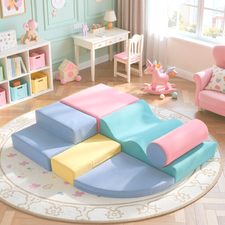 Sunvega Soft Climb and Crawl Foam Playset 6 in 1 with Stairs and Mats