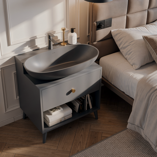 Sunvega Freestanding Matte White Solid Surface Soaking Bathtub for Small Bathrooms