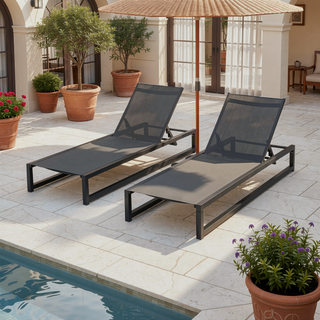 Sunvega Adjustable Patio Chaise Lounge Set of 2 with Breathable Mesh Seat