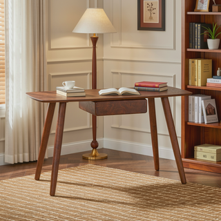Sunvega Modern Rubberwood Desk with Drawer for Home Office Workstation 57 Inch