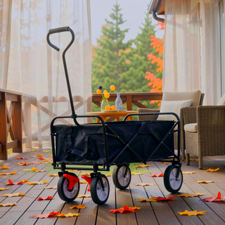 Sunvega Heavy Duty Folding Outdoor Cart with Front Wheel Brakes and Cup Holders