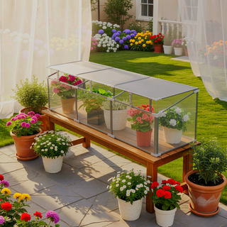 Sunvega Polycarbonate Greenhouse with Openable Top for Outdoor Plant Protection and Ventilation
